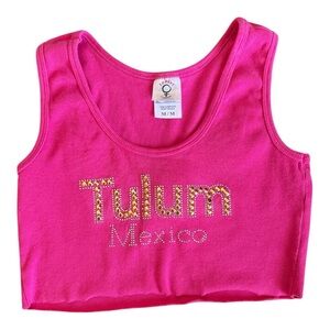 Y2K Tulum Mexico Embellished Cropped  Tank